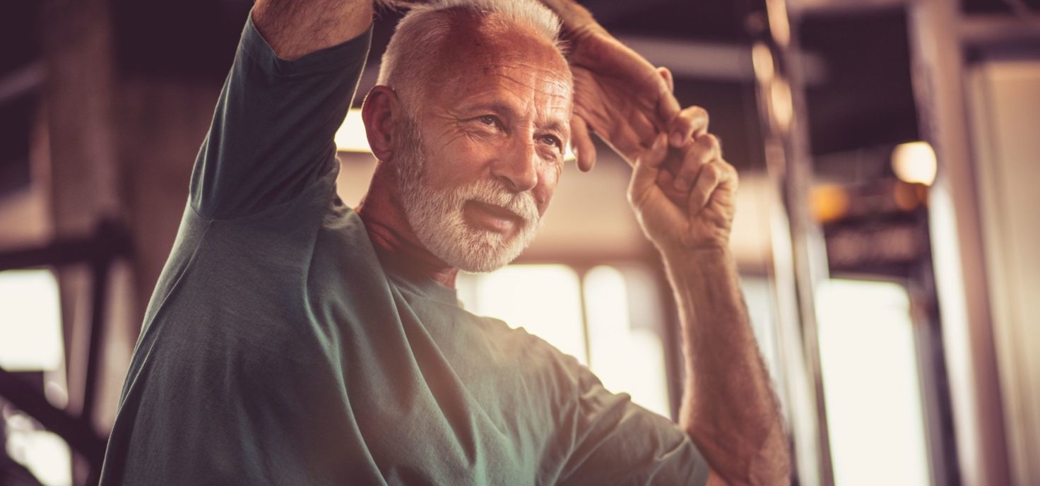 old man stretching for heart health